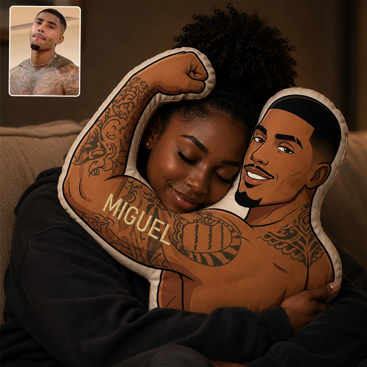 Cadeau Amusant Pour Couple - Coussin Personnalisé en Fourrure Synthétique