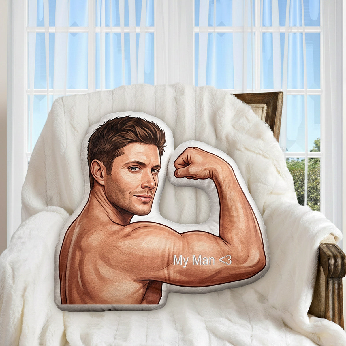 Cadeau Amusant Pour Couple - Coussin Personnalisé en Fourrure Synthétique