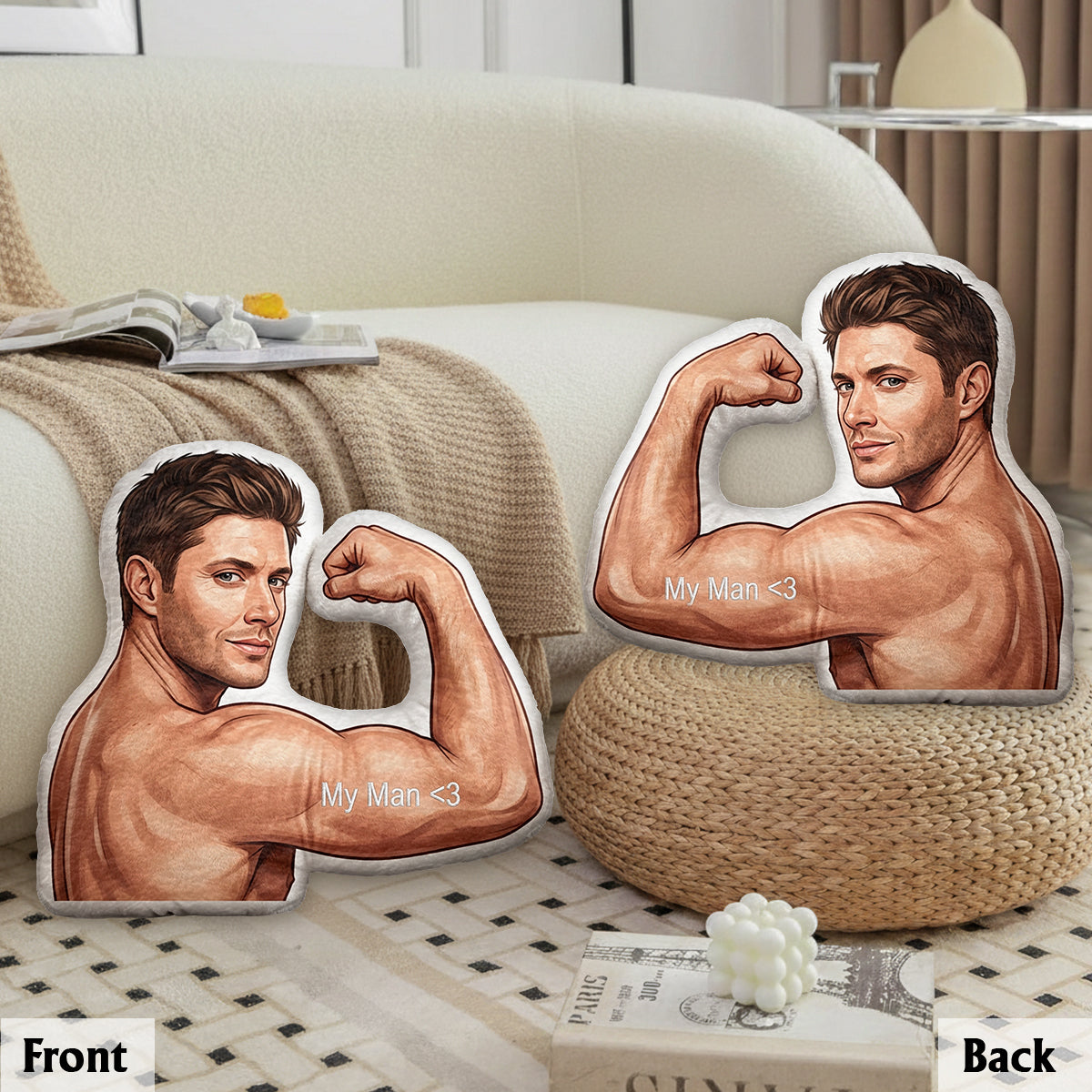 Cadeau Amusant Pour Couple - Coussin Personnalisé en Fourrure Synthétique