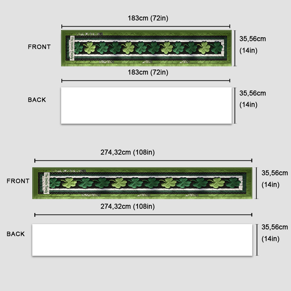 Chemin de table irlandais personnalisé en forme de trèfle -