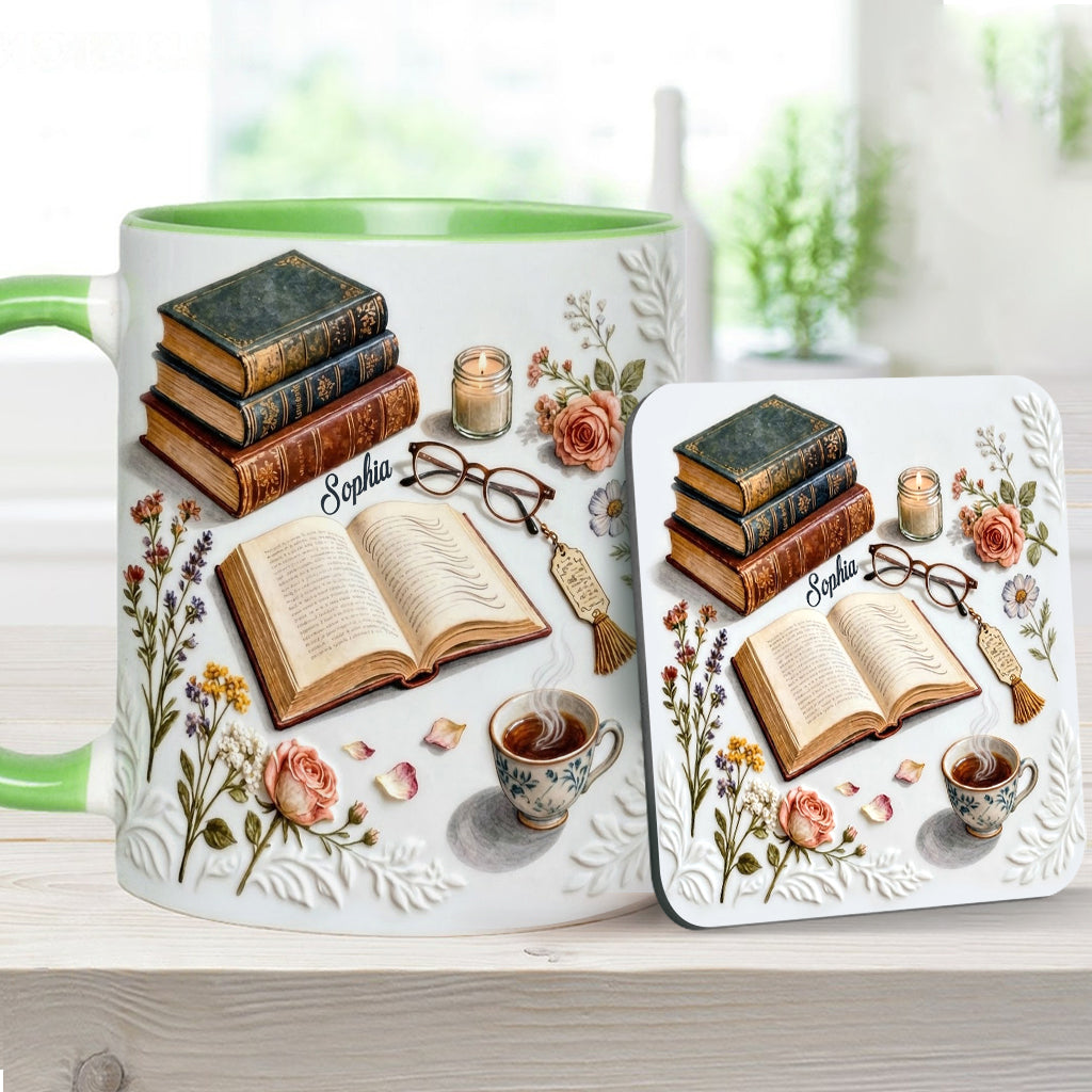 Just A Girl Who Loves Books - Personalized Book Accent Mug & Coaster