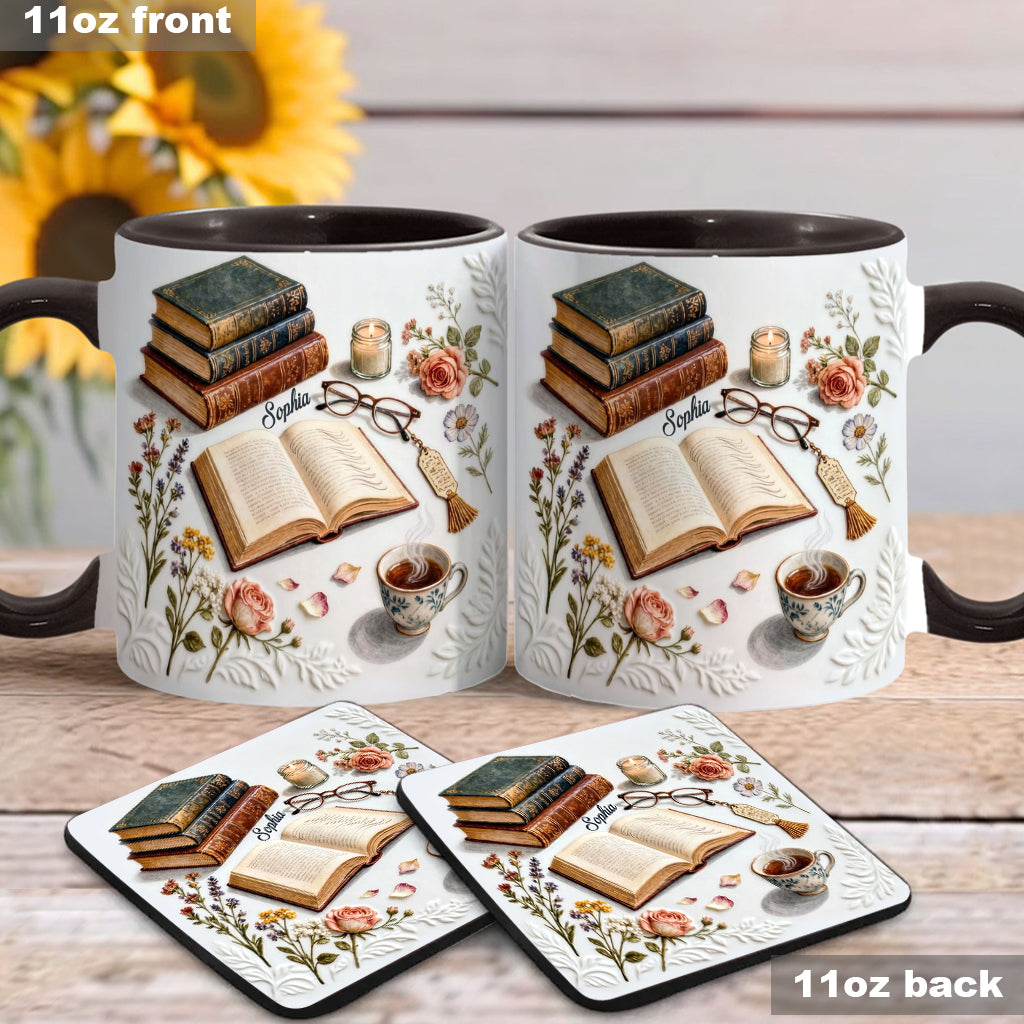 Just A Girl Who Loves Books - Personalized Book Accent Mug & Coaster