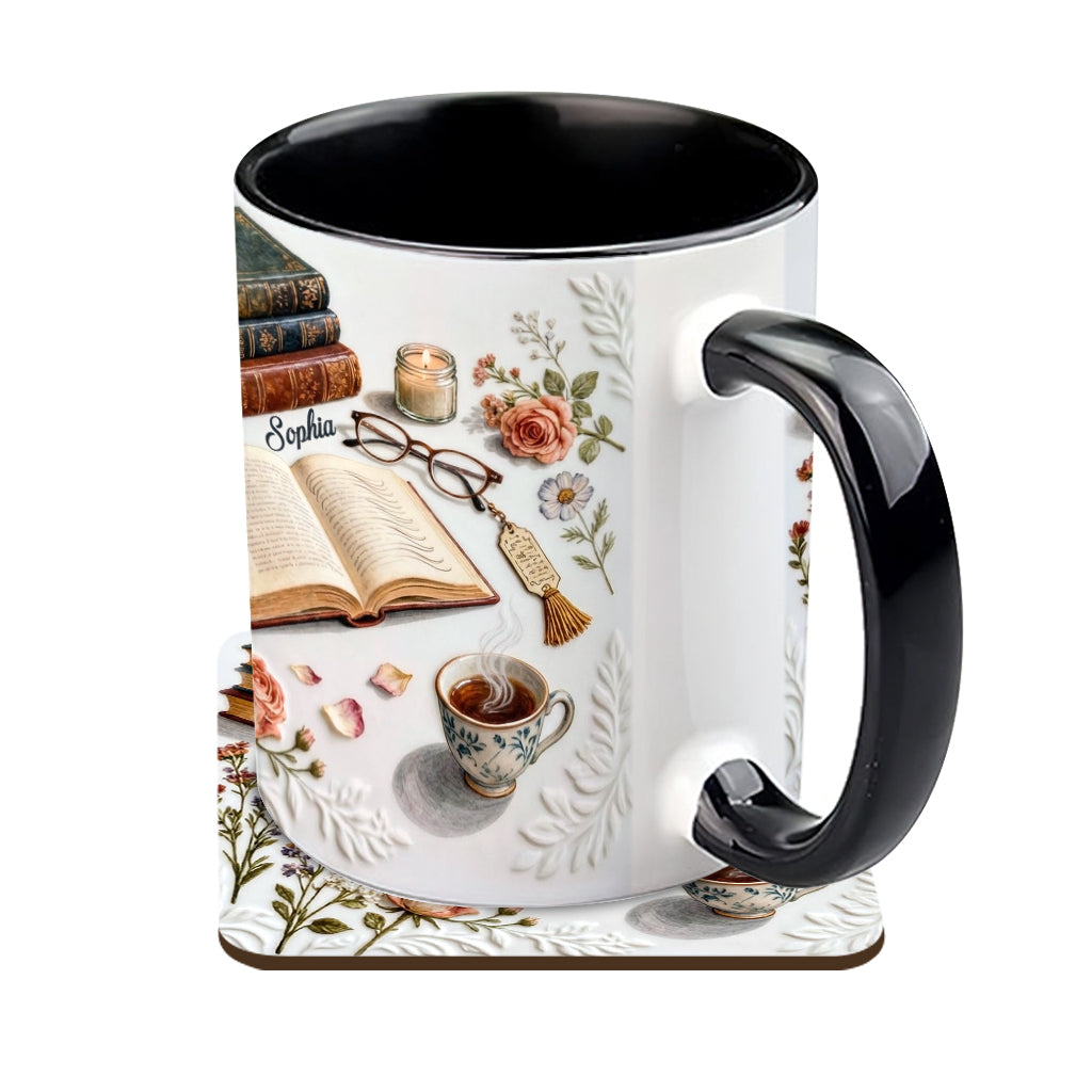 Just A Girl Who Loves Books - Personalized Book Accent Mug & Coaster