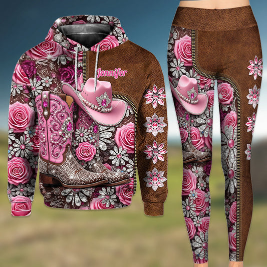 Glitter Cowgirl Boots - Personalized Cowgirl Hoodie and Leggings