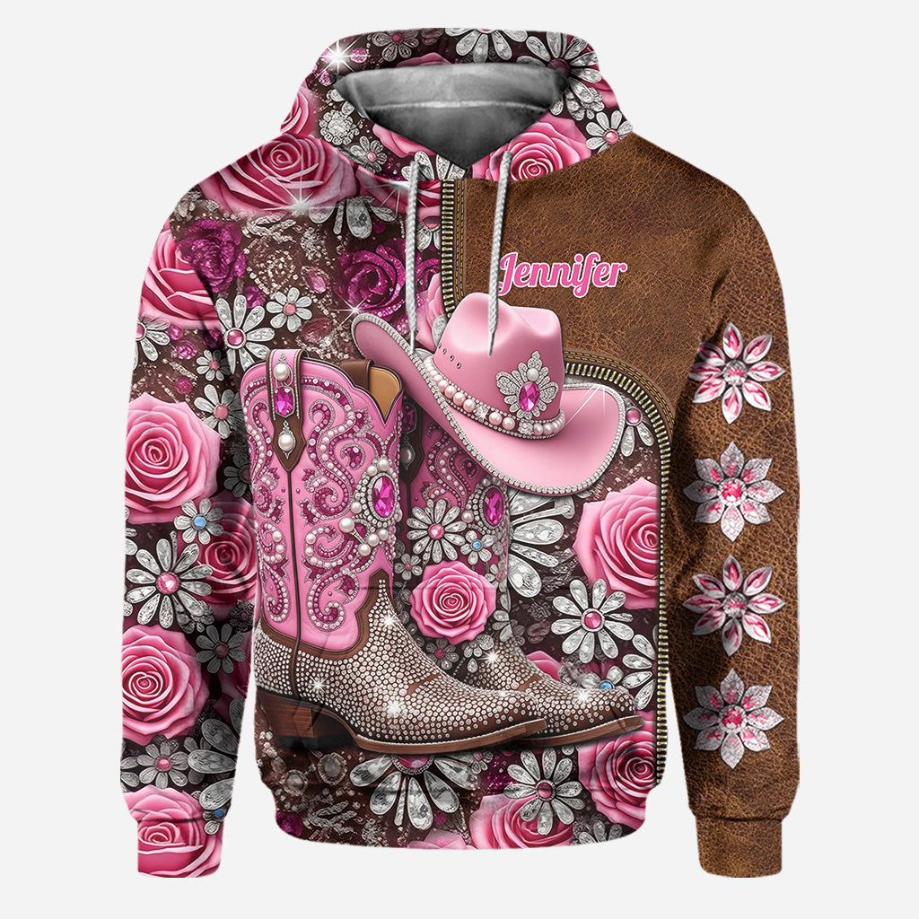Glitter Cowgirl Boots - Personalized Cowgirl Hoodie and Leggings