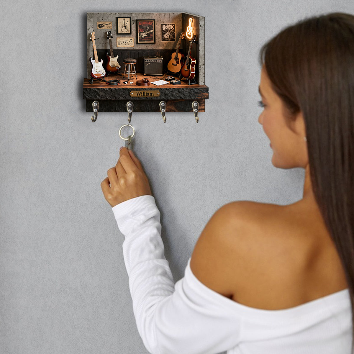 Support mural personnalisé pour guitare - Guitariste