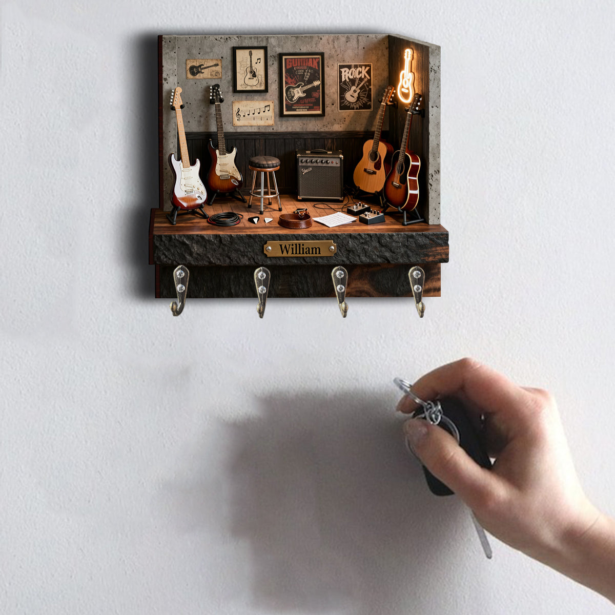 Support mural personnalisé pour guitare - Guitariste