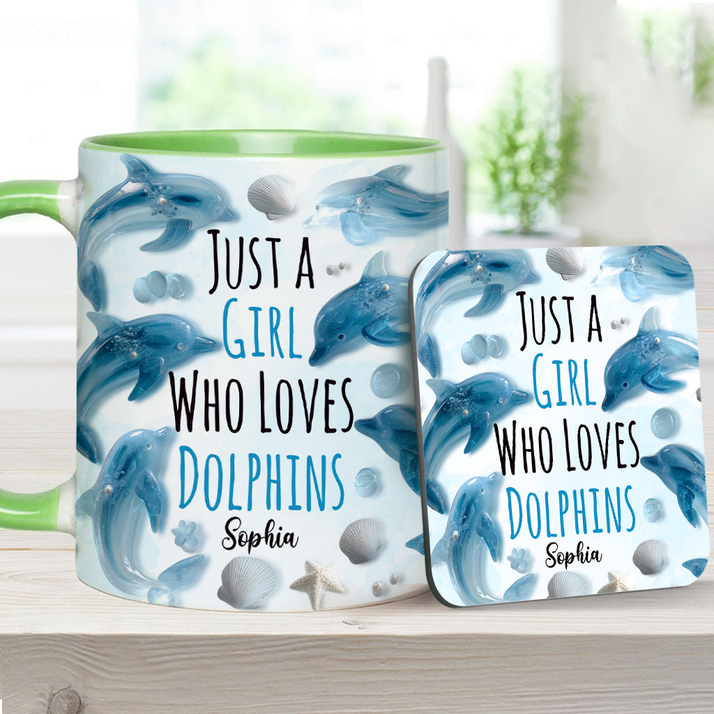 Mug personnalisé « Juste une fille qui aime les dauphins » avec motif dauphin