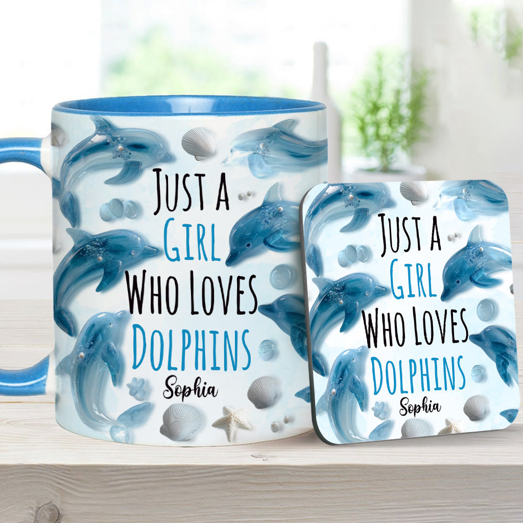 Mug personnalisé « Juste une fille qui aime les dauphins » avec motif dauphin