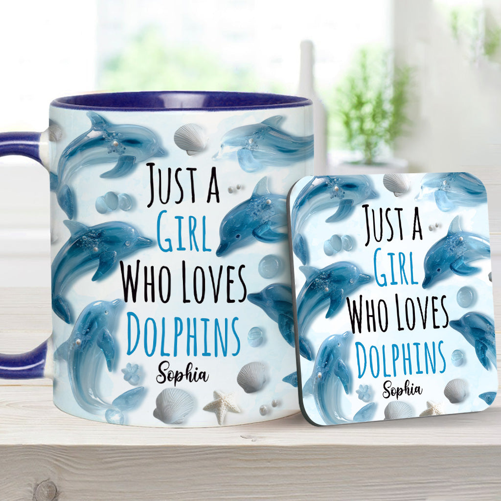 Mug personnalisé « Juste une fille qui aime les dauphins » avec motif dauphin