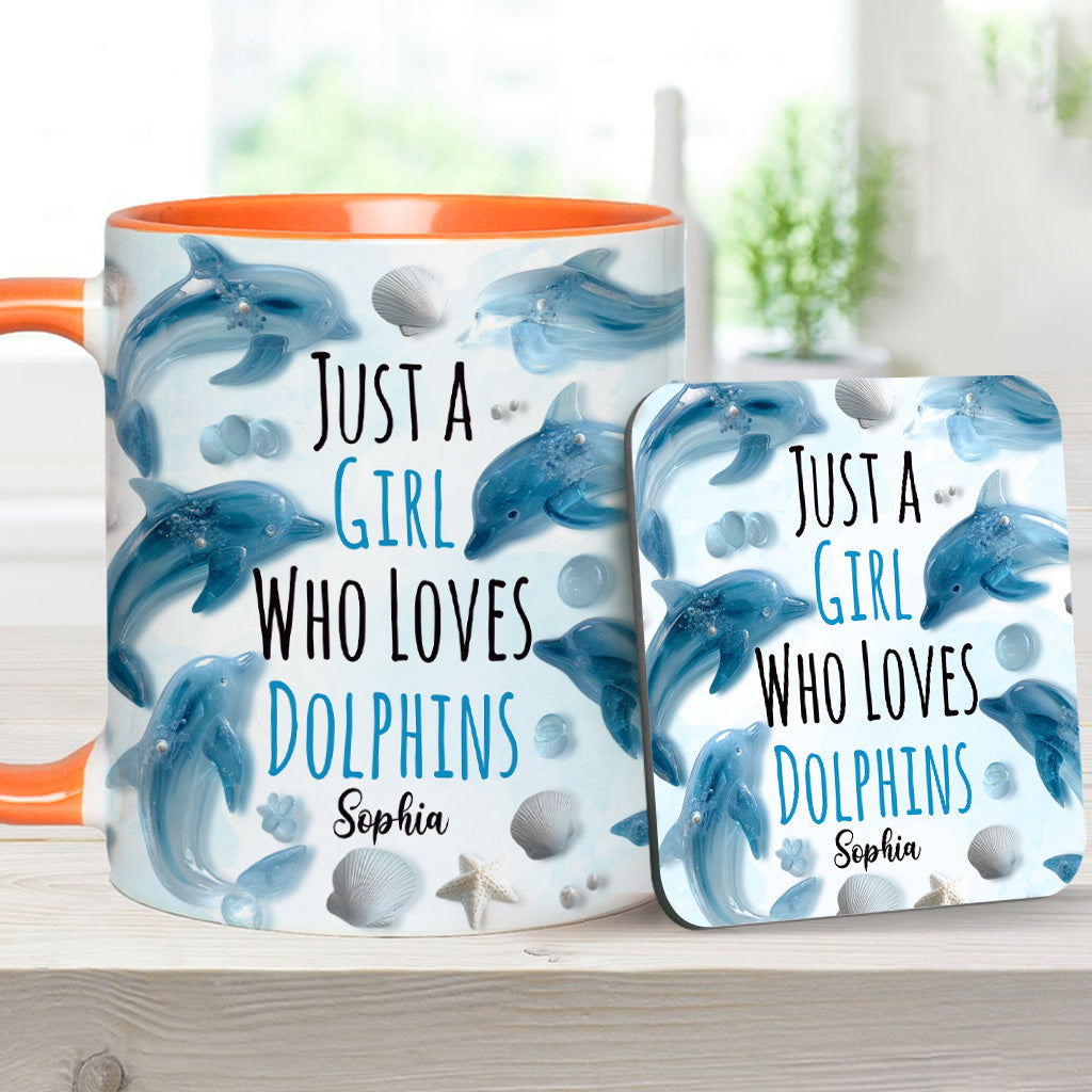 Mug personnalisé « Juste une fille qui aime les dauphins » avec motif dauphin