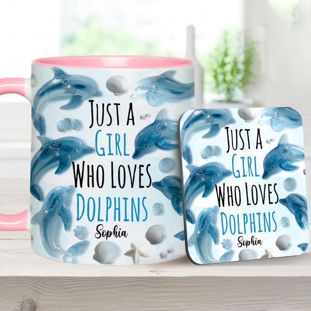 Mug personnalisé « Juste une fille qui aime les dauphins » avec motif dauphin