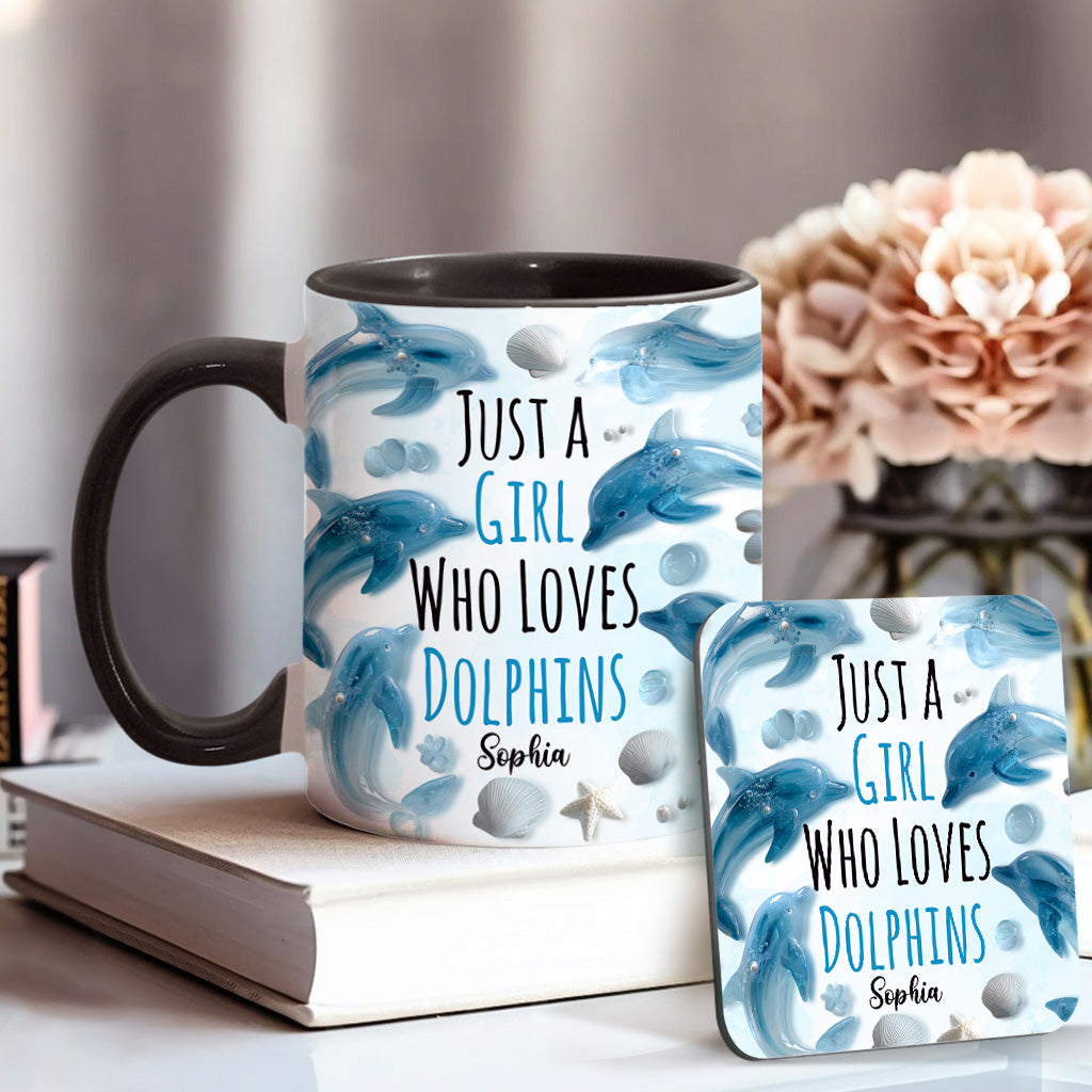 Mug personnalisé « Juste une fille qui aime les dauphins » avec motif dauphin