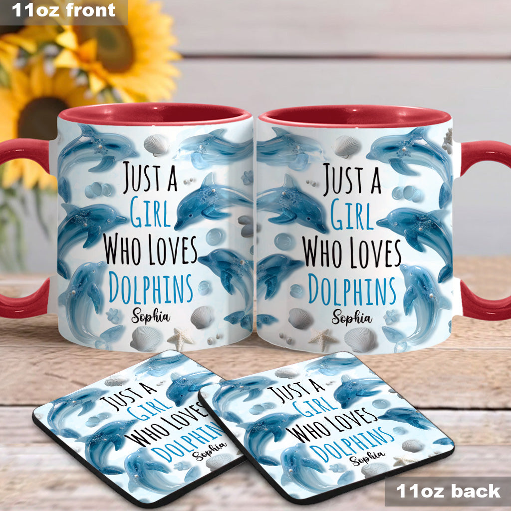 Mug personnalisé « Juste une fille qui aime les dauphins » avec motif dauphin