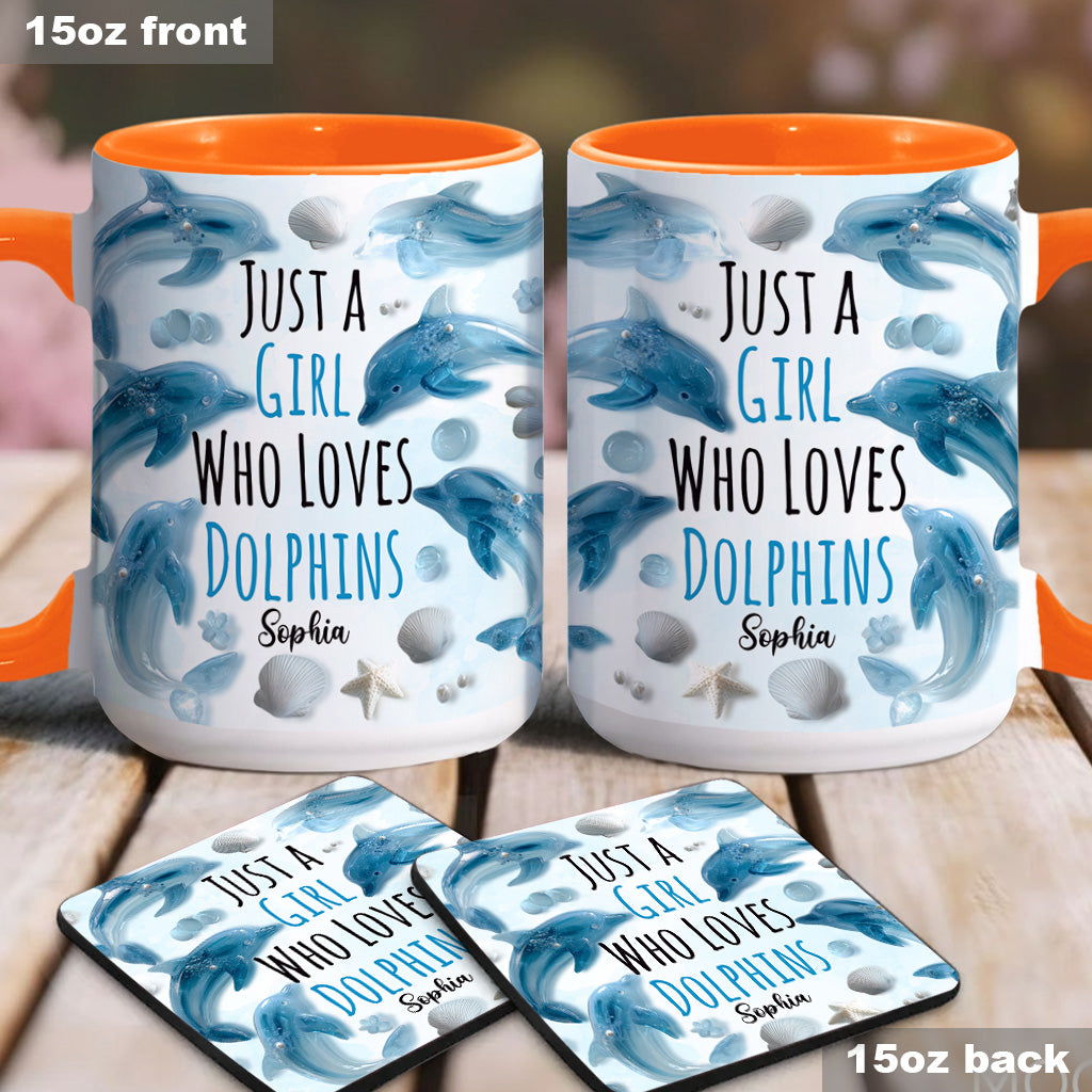 Mug personnalisé « Juste une fille qui aime les dauphins » avec motif dauphin