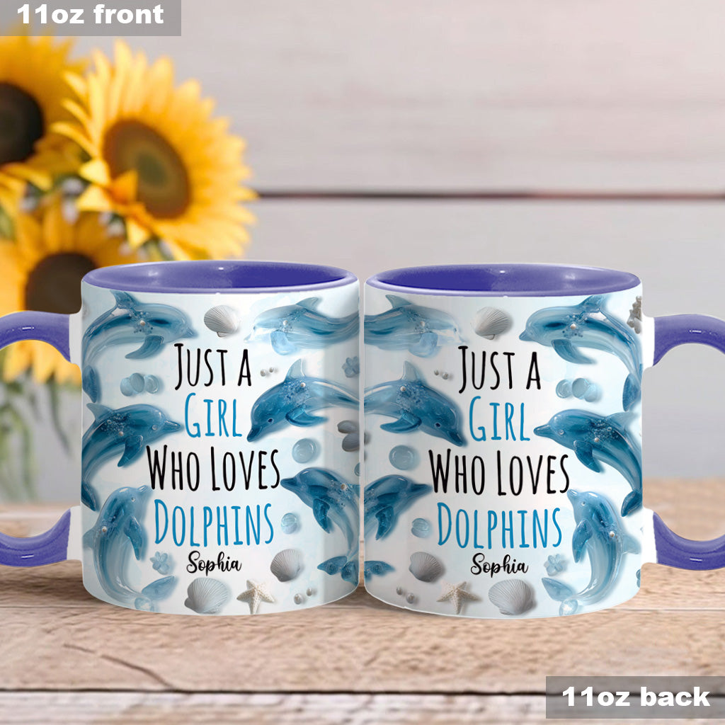 Mug personnalisé « Juste une fille qui aime les dauphins » avec motif dauphin