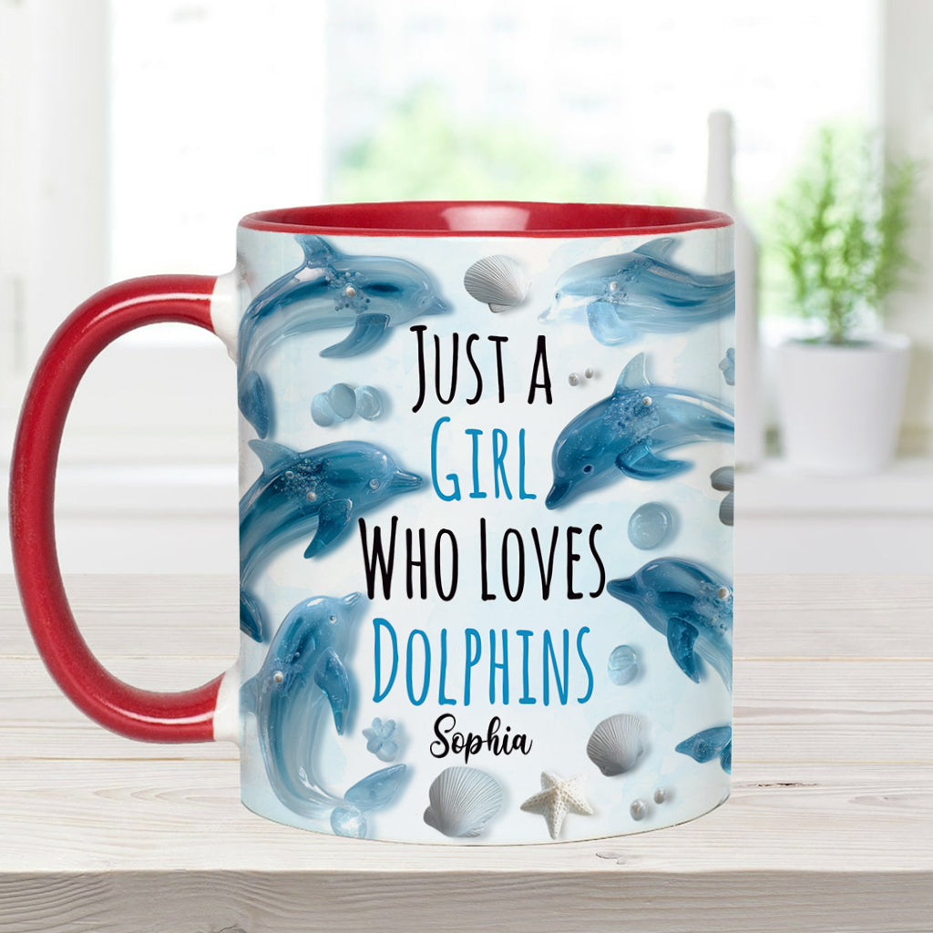 Mug personnalisé « Juste une fille qui aime les dauphins » avec motif dauphin