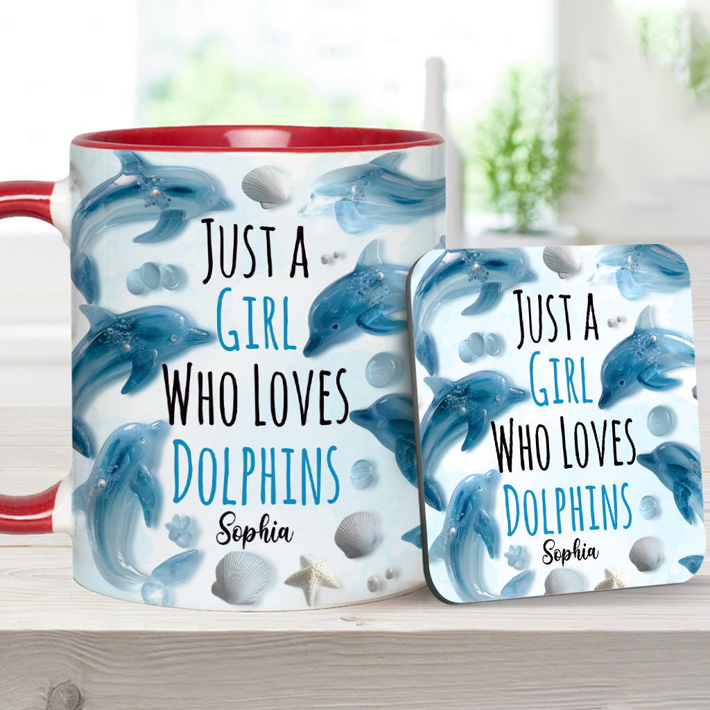 Mug personnalisé « Juste une fille qui aime les dauphins » avec motif dauphin