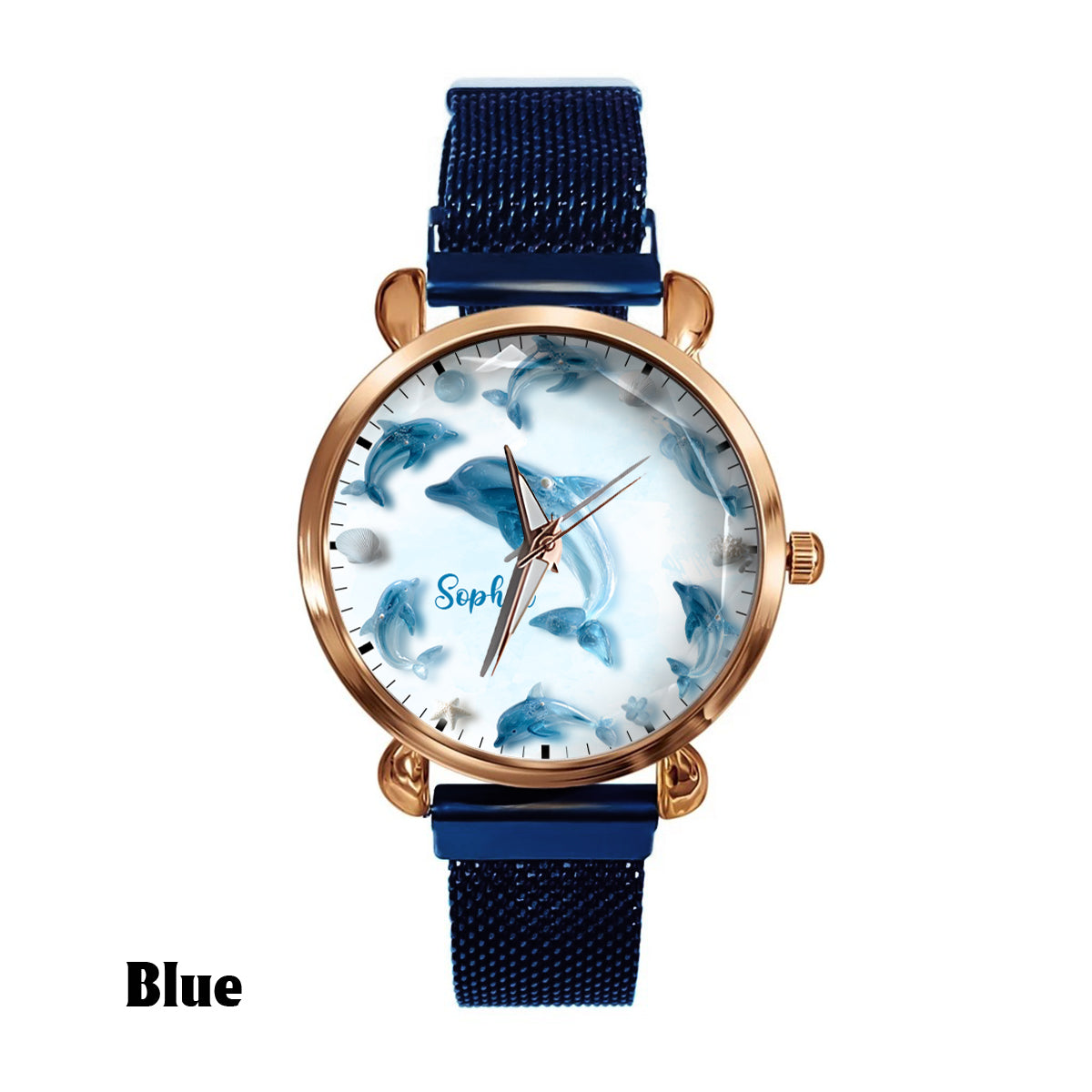 Glassy Dolphin - Montre-bracelet personnalisée Dauphin pour femme