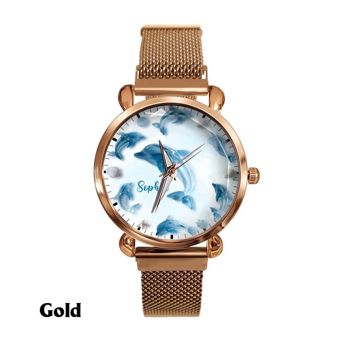 Glassy Dolphin - Montre-bracelet personnalisée Dauphin pour femme