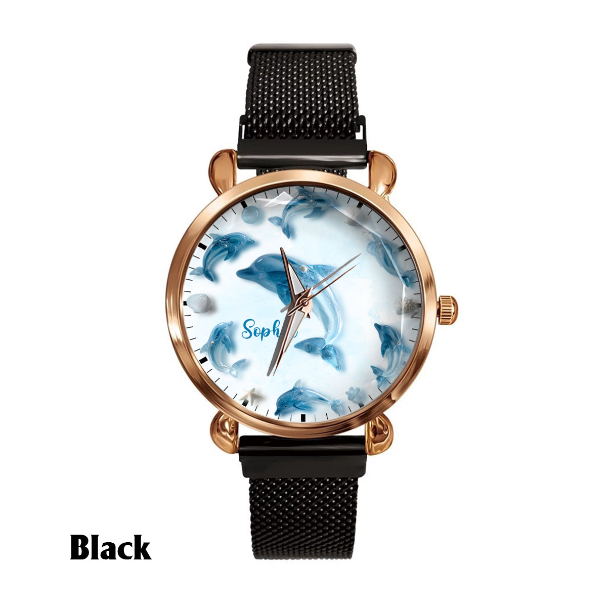 Glassy Dolphin - Montre-bracelet personnalisée Dauphin pour femme