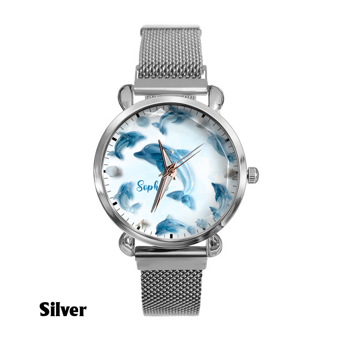 Glassy Dolphin - Montre-bracelet personnalisée Dauphin pour femme