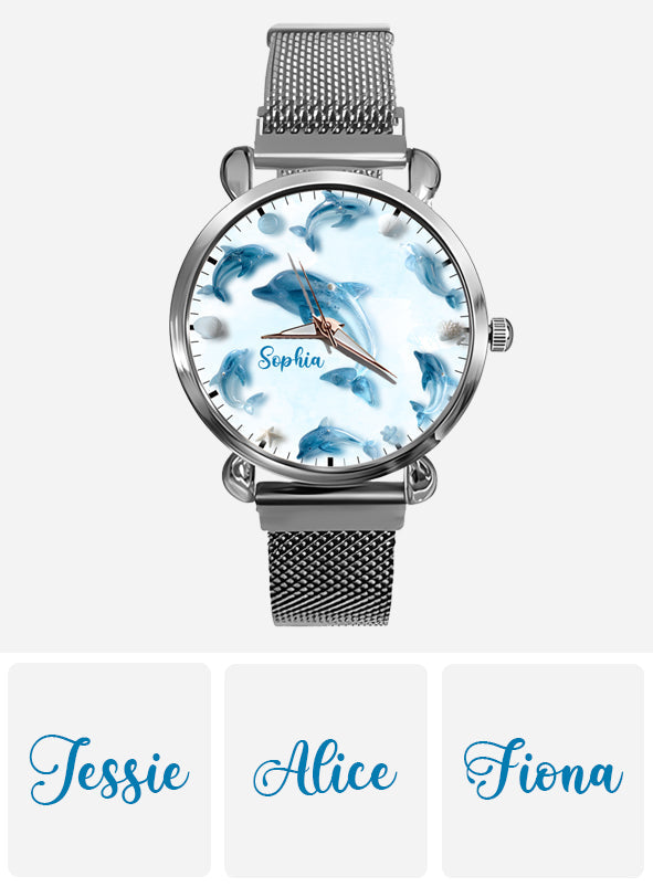 Glassy Dolphin - Montre-bracelet personnalisée Dauphin pour femme