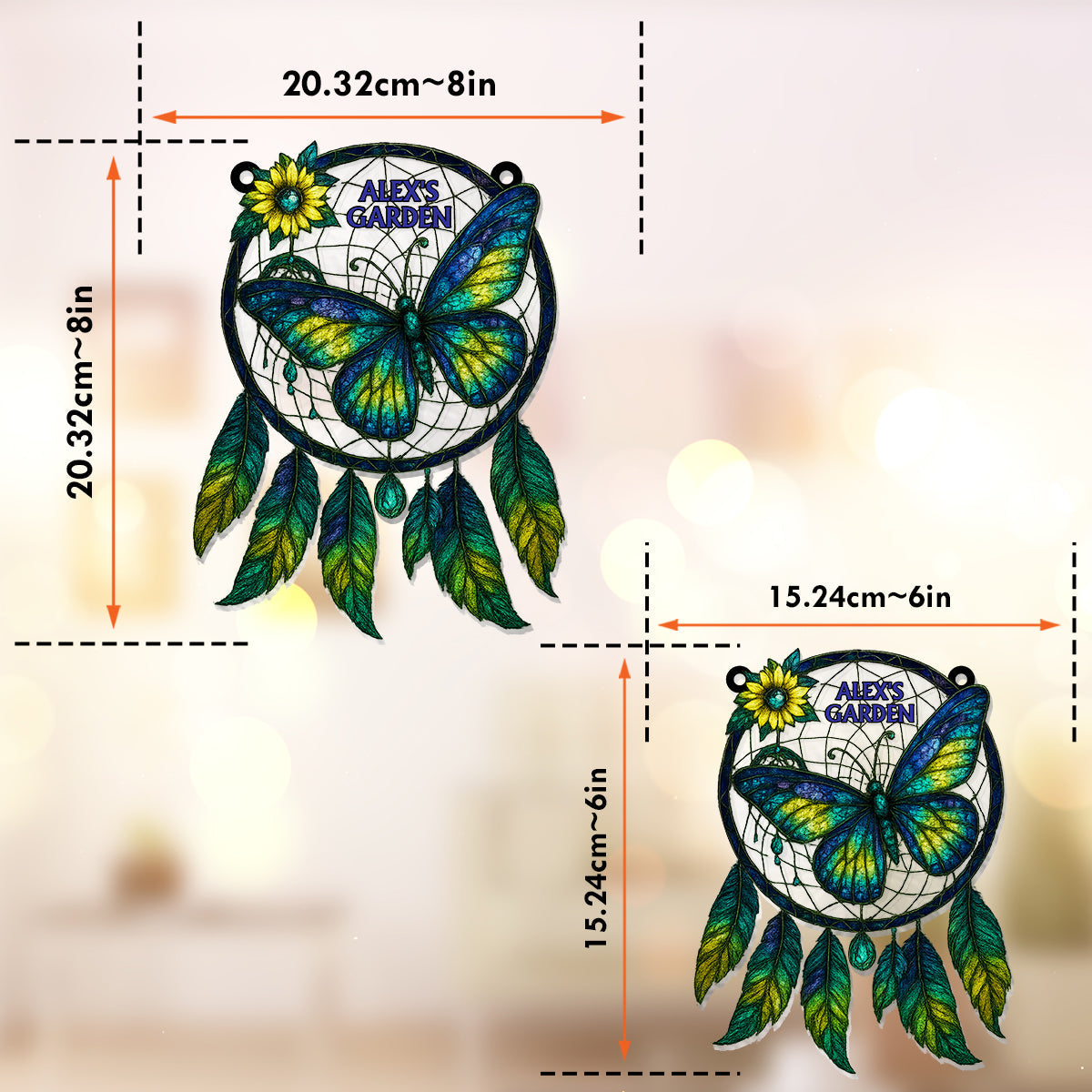 Décoration sur le thème du jardin pour les rêveurs - Attrape-soleil personnalisé à suspendre à la fenêtre.