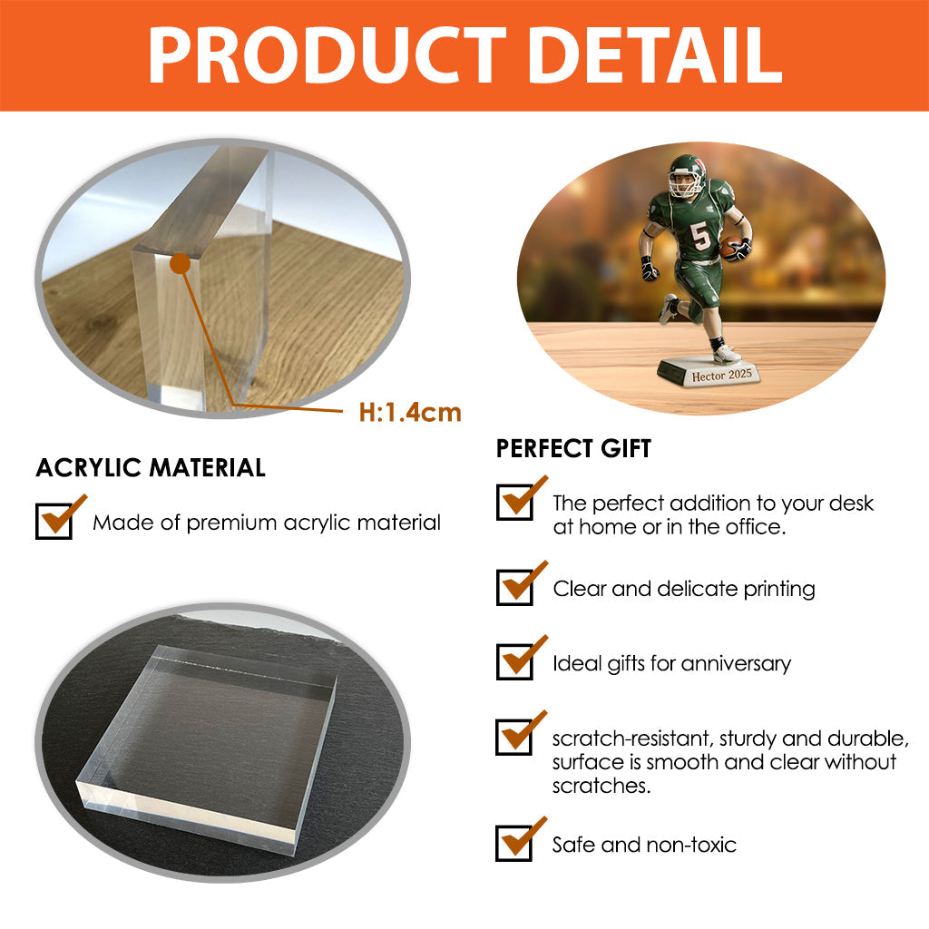 Custom From Any Photo - Personalized Football Custom Shaped Acrylic Plaque