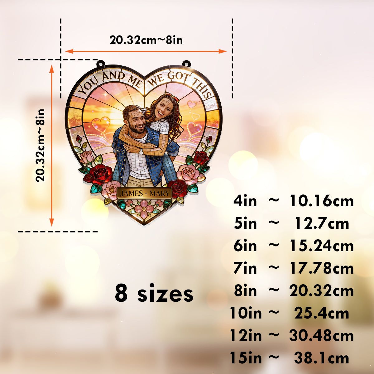 Toi et moi, on gère ! - Attrape-soleil décoratif personnalisé pour couple, à suspendre à la fenêtre 