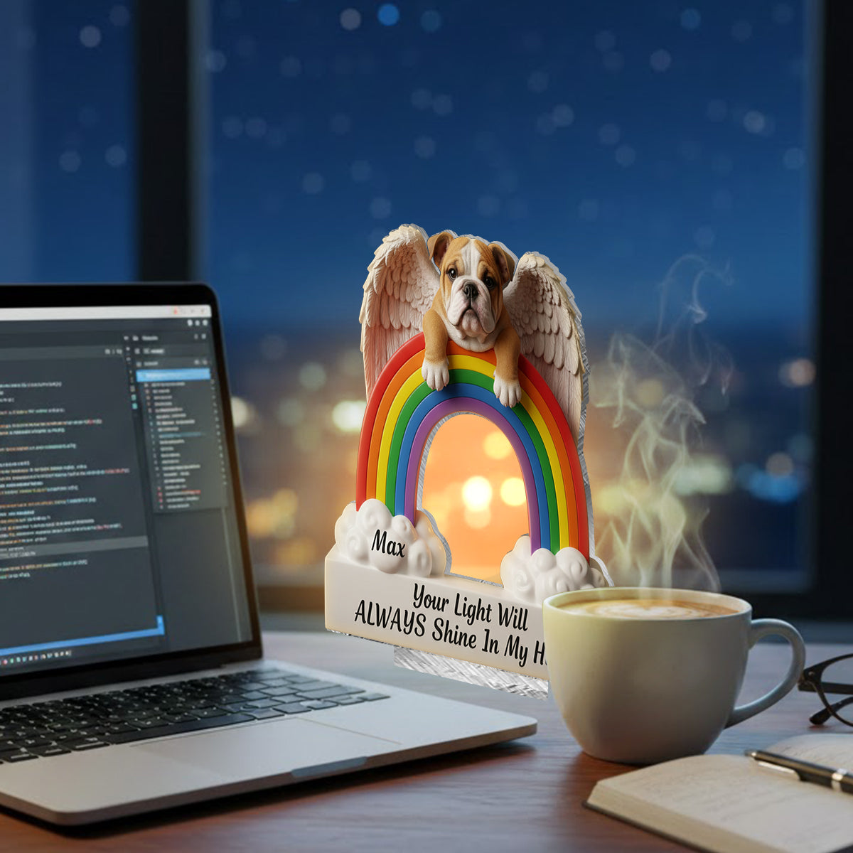 Ta lumière brillera toujours dans mon cœur - Porte-bougie personnalisé pour chien