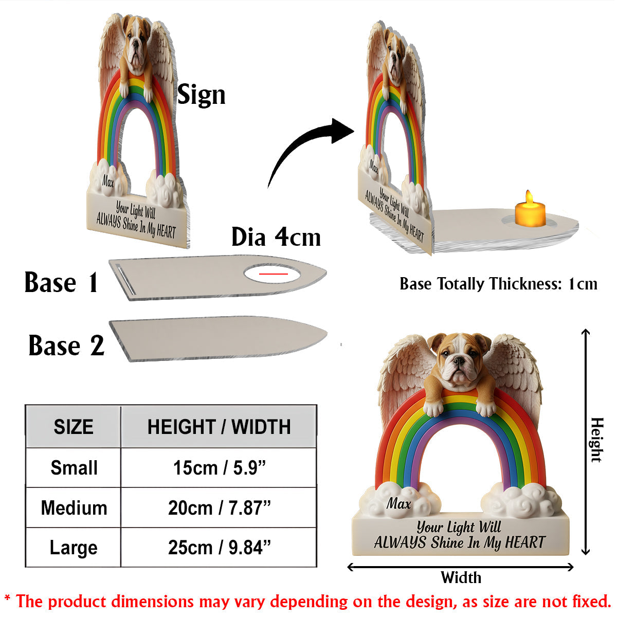 Ta lumière brillera toujours dans mon cœur - Porte-bougie personnalisé pour chien