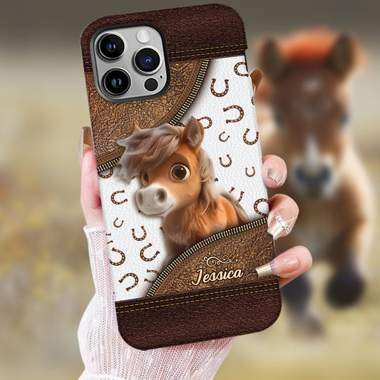 Coque de téléphone personnalisée avec imprimé cheval mignon - Motif cheval intégral