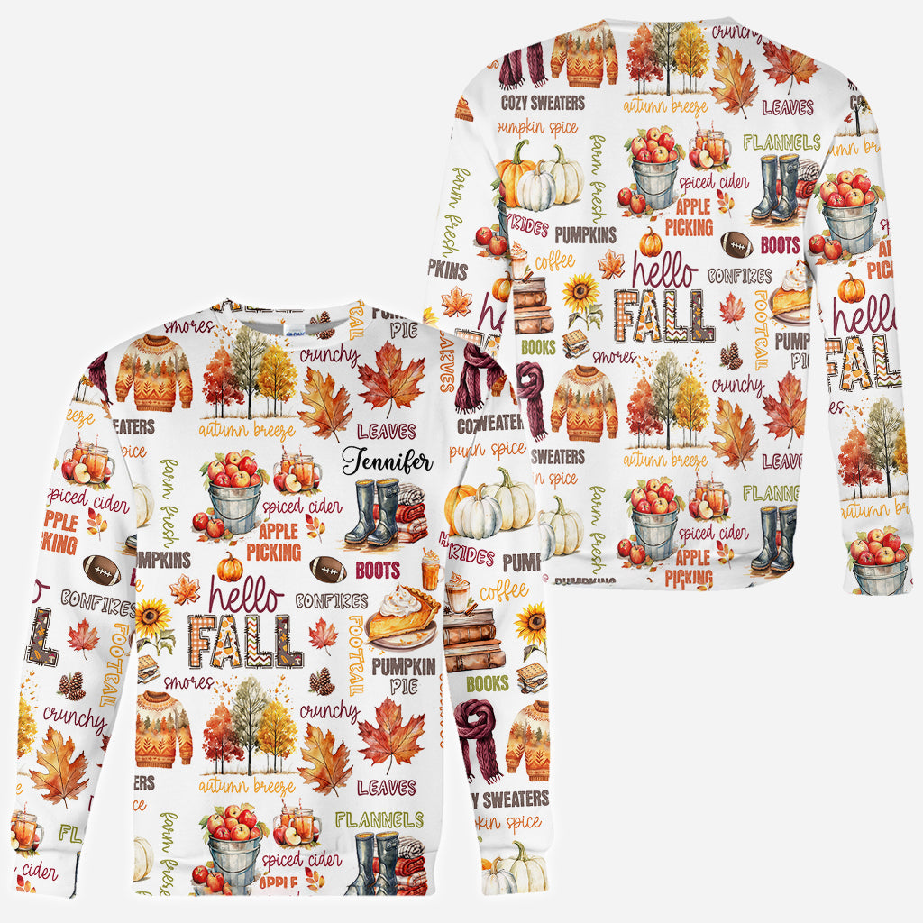 Hello Fall - Personalized Autumn All Over Shirt