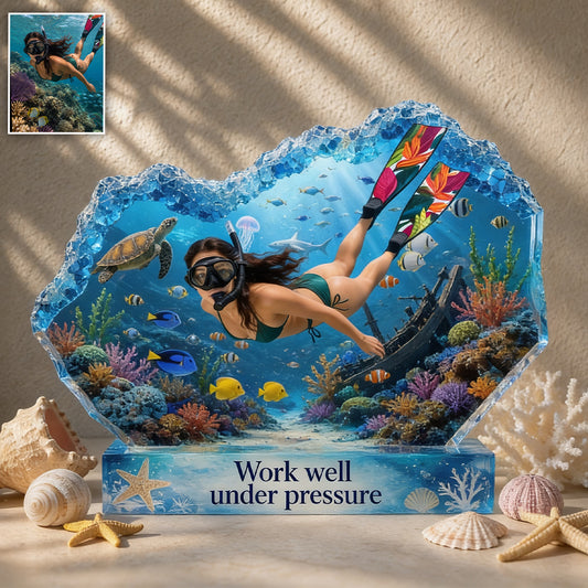 Cadeau pour Amoureux de la Mer - Plaque Acrylique Personnalisée de Plongée