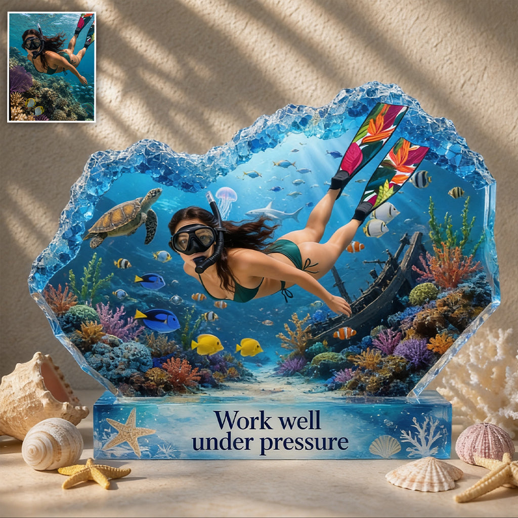 Cadeau pour Amoureux de la Mer - Plaque Acrylique Personnalisée de Plongée