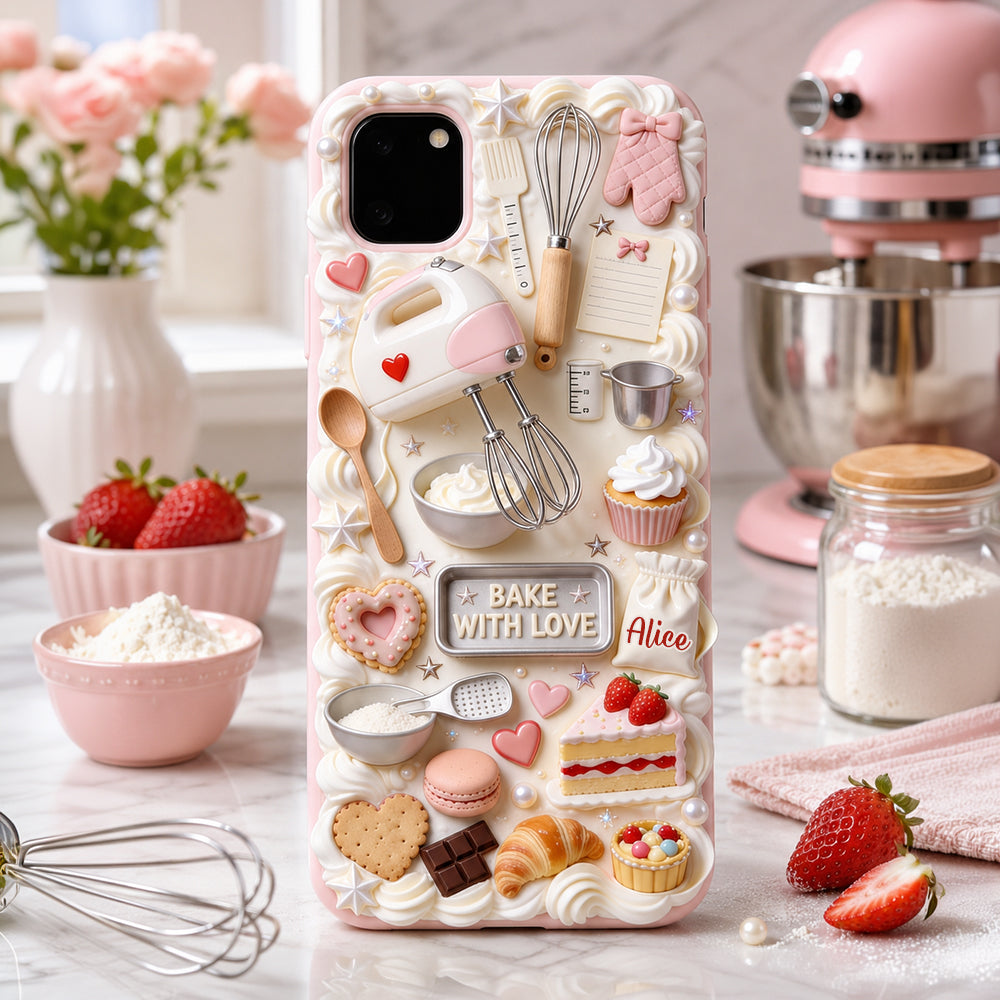 Bake With Love - Personalized Baking 3D Embossed Leather Phone Case
