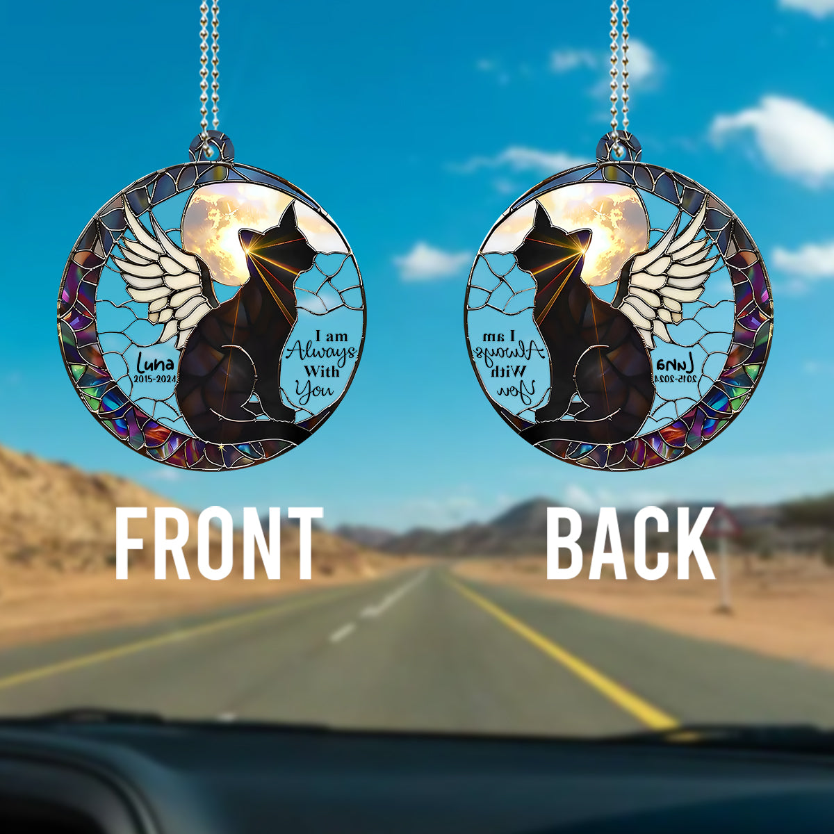 I Am Always With You - Personalized Cat Custom Shaped Car Ornament