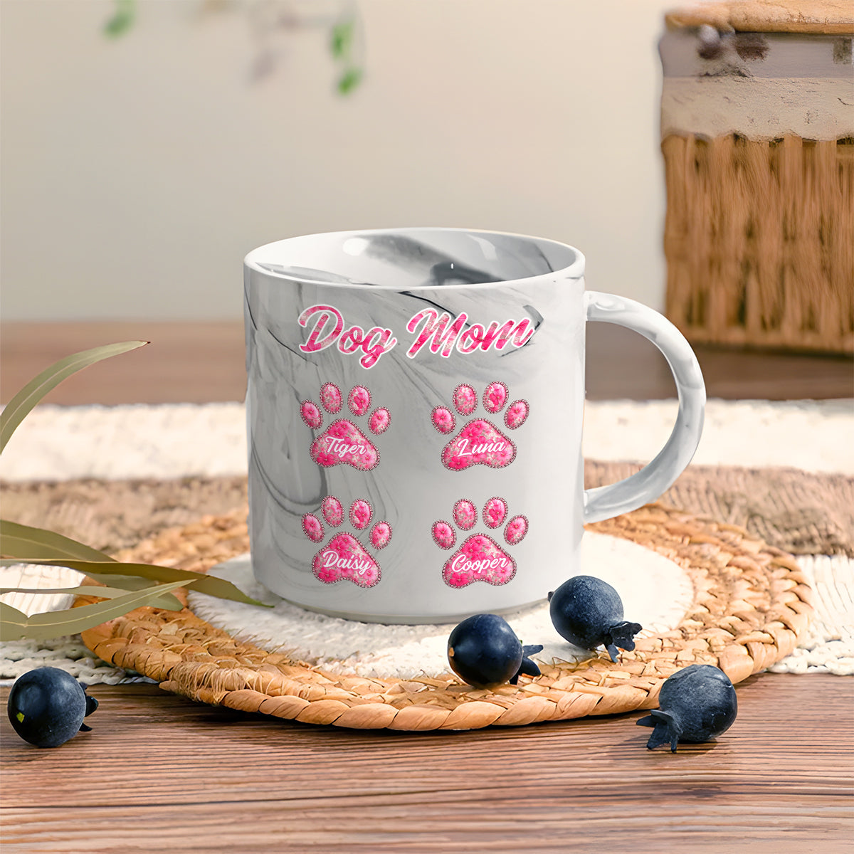 Mug personnalisé en marbre pour amoureux des chiens