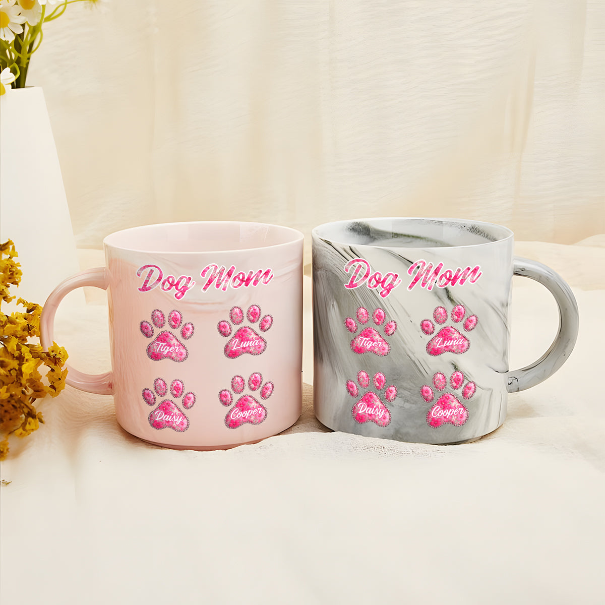 Mug personnalisé en marbre pour amoureux des chiens