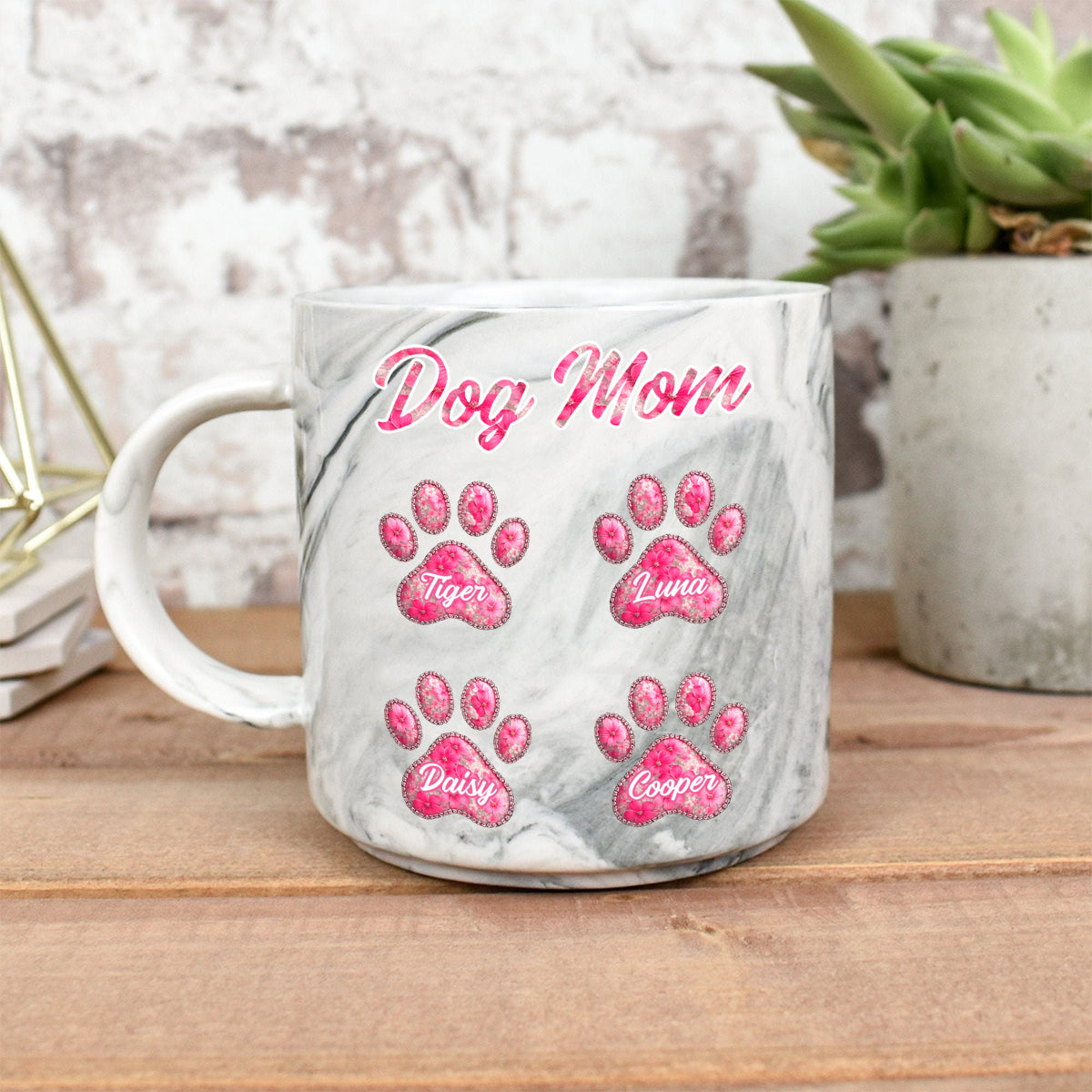 Mug personnalisé en marbre pour amoureux des chiens