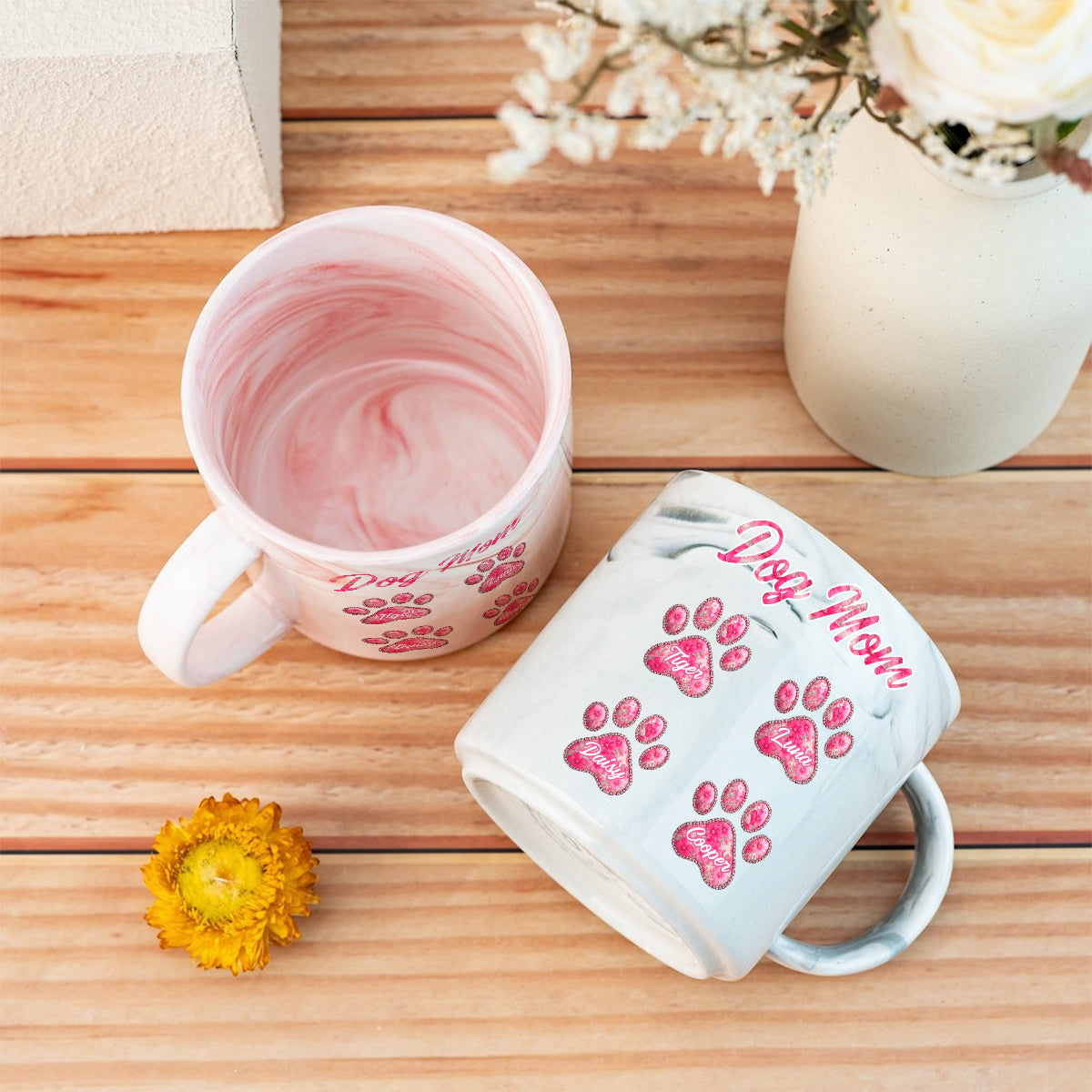 Mug personnalisé en marbre pour amoureux des chiens