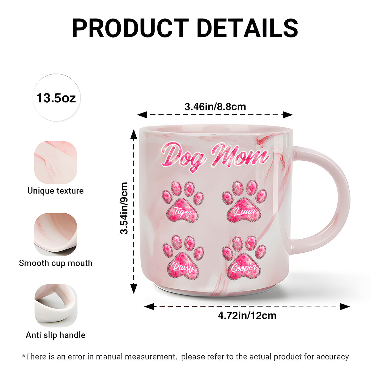 Mug personnalisé en marbre pour amoureux des chiens