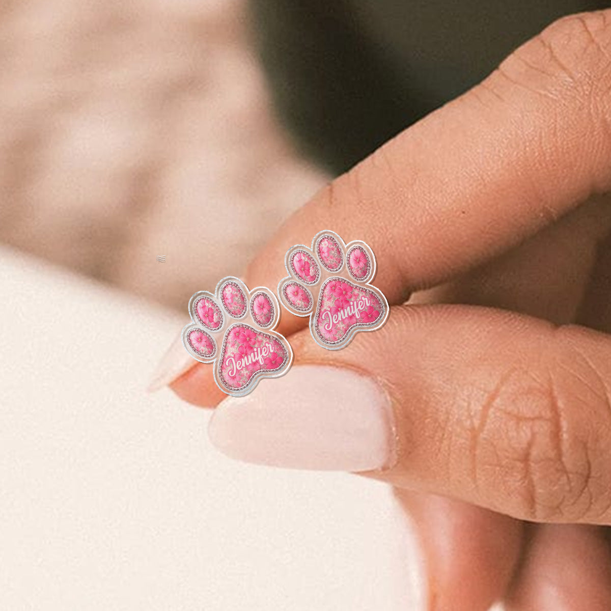 Dog Lover - Personalized Dog Transparent Stud Earrings