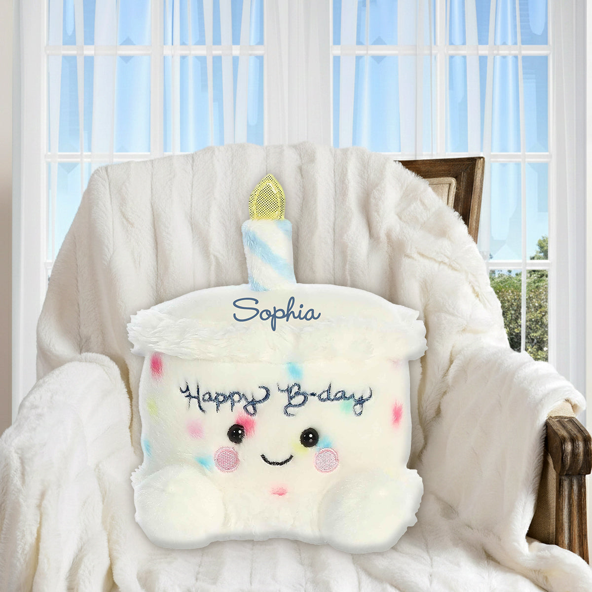 Happy Birthday - Personalized Birthday Premium Faux Fur Pillow
