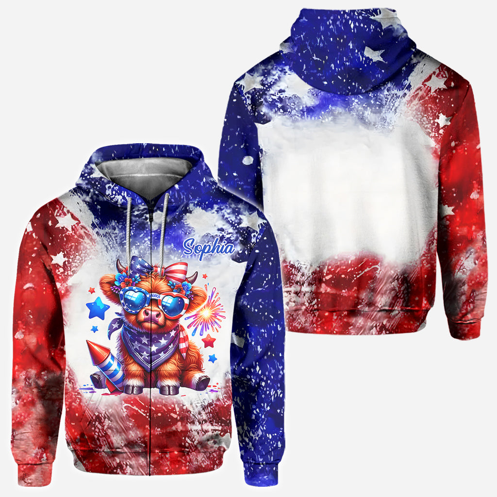 T-shirt personnalisé « Vache des Highlands » pour le 4 juillet