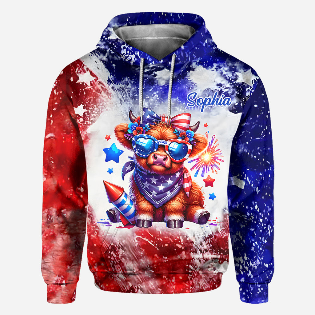 T-shirt personnalisé « Vache des Highlands » pour le 4 juillet