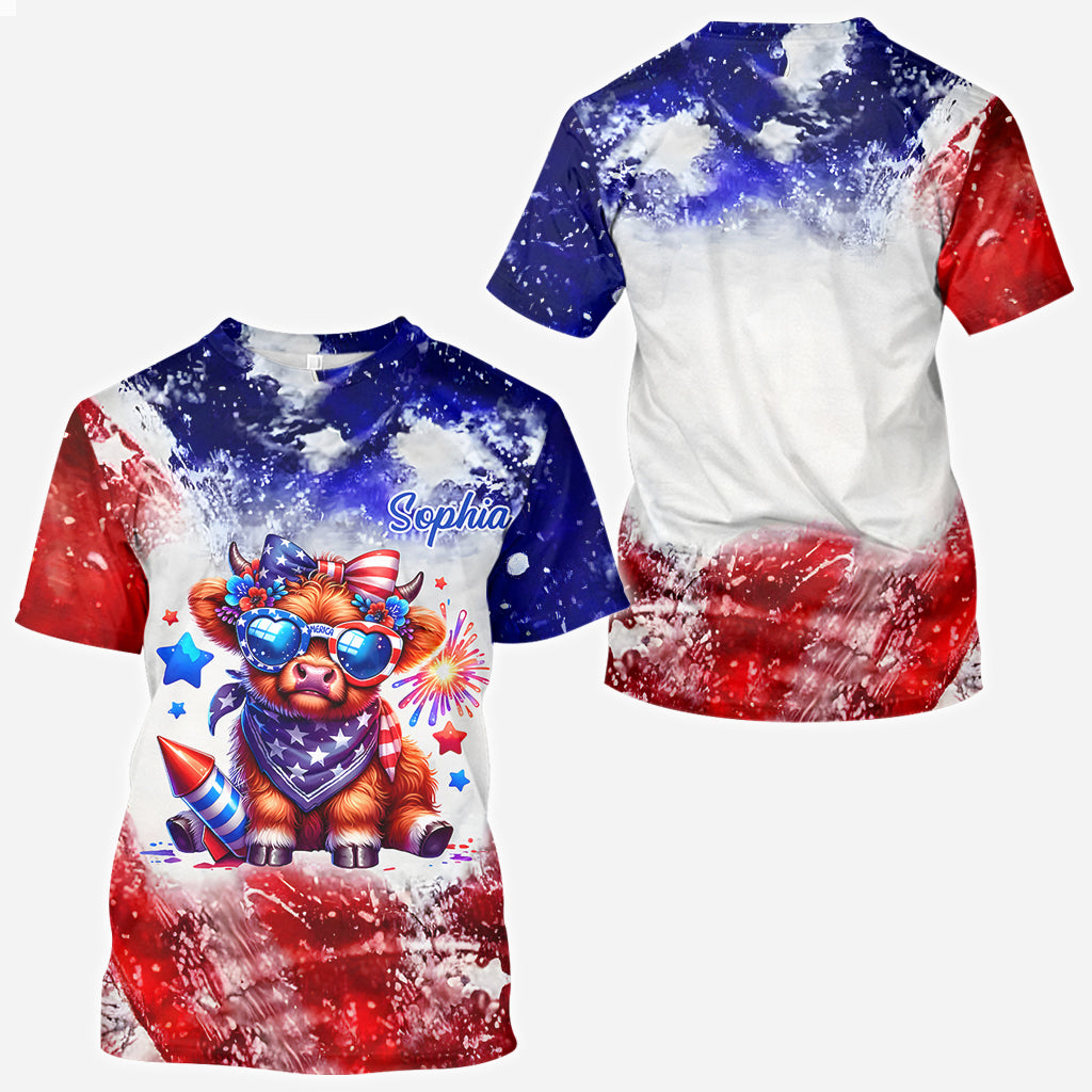 T-shirt personnalisé « Vache des Highlands » pour le 4 juillet
