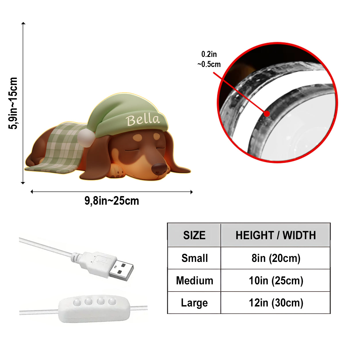 Veilleuse LED personnalisée pour chien en acrylique, à partir de vos photos - Personnalisation possible à partir de vos photos