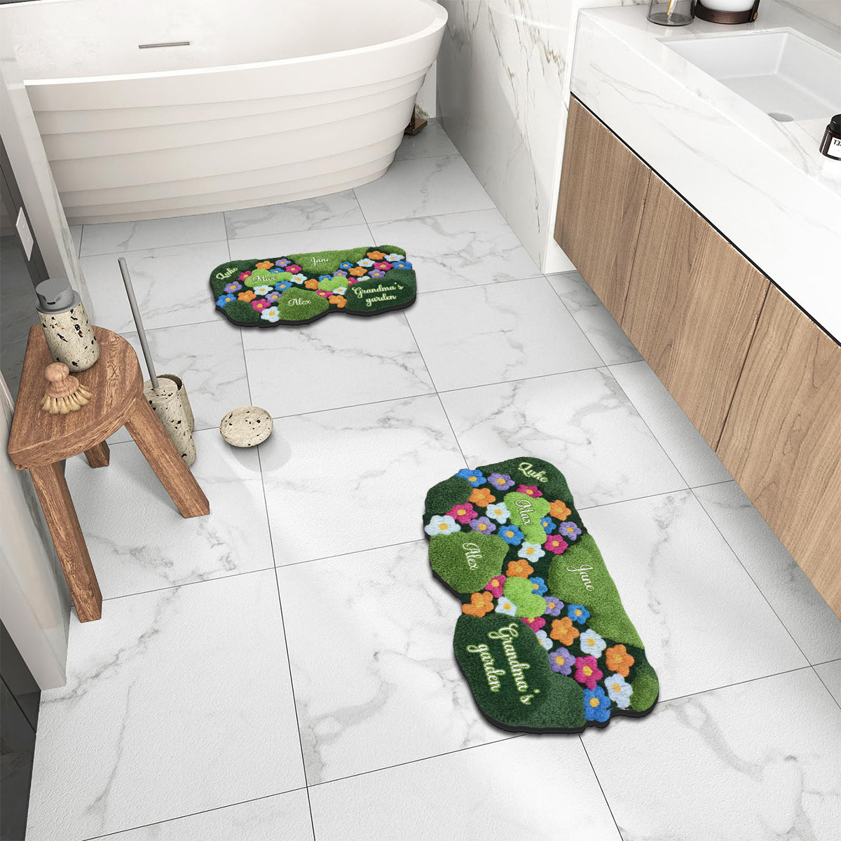 Le jardin de grand-mère - Tapis tufté antidérapant personnalisé pour grand-mère